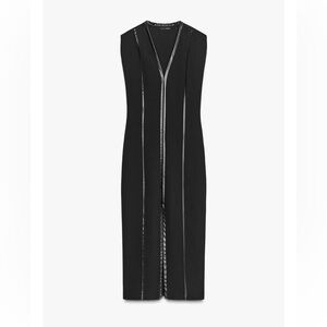 Black Sleeveless Zara Dress with Leather Trim